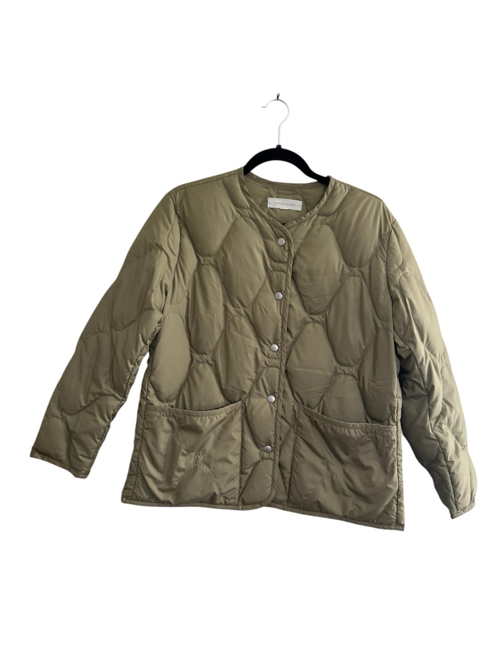 Outerknown Jacket Women XS *READ green Quilted snap Puffer Duck Down Chore #NE